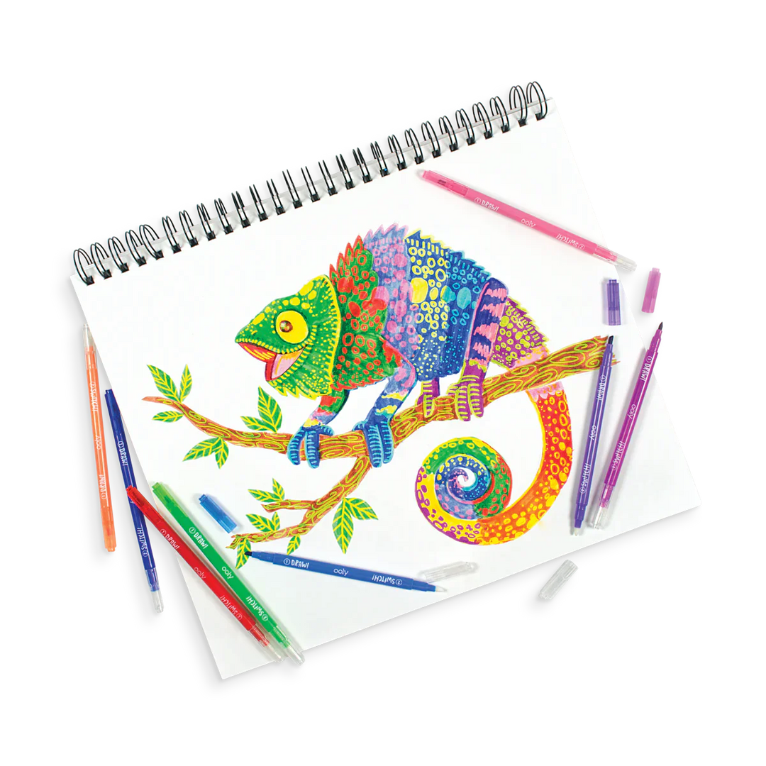 Ooly Switcheroo Kleurveranderende Stiften, 12 stuks, met normale en magische kleurveranderende zijde, voor creatief tekenplezier