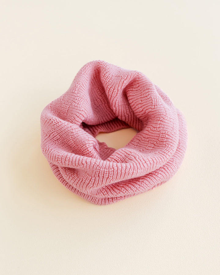 Hvid Gigi Tube sjaal in Cotton Candy, merinowol col voor kinderen