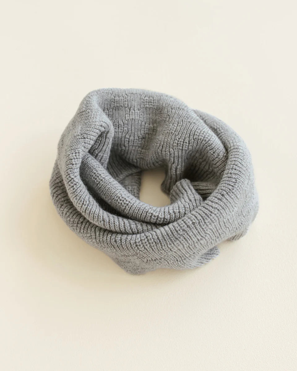 Hvid Gigi Tube sjaal in Grey Melange, merinowol col voor kinderen