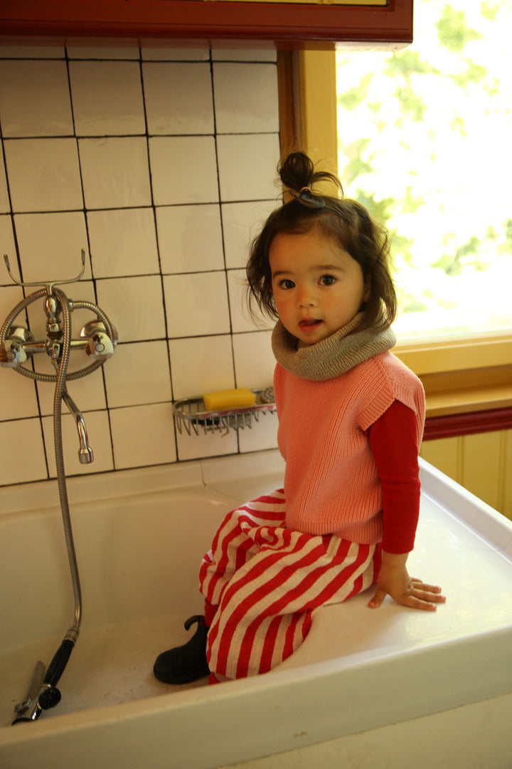 Hvid Gigi Tube sjaal in Grey Melange, merinowol col voor kinderen