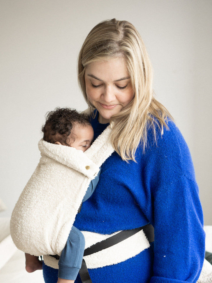 Monkose Heiwa Terry Oat draagzak, ergonomisch ontwerp voor baby's van 3.5 tot 15 kg, stijlvolle look, verstelbaar voor buik- en rugdragen