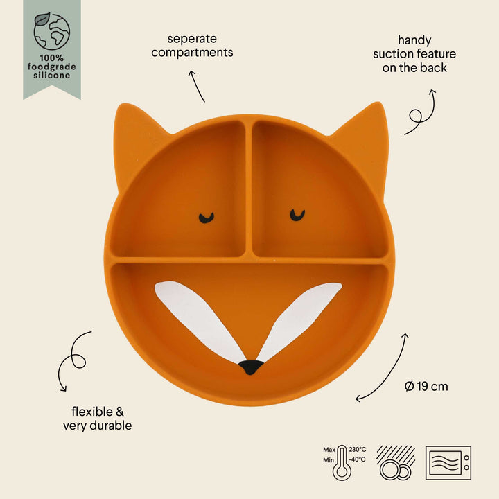 Trixie siliconen bord Mr. Fox met vakjes en zuignap - ideaal voor kinderen