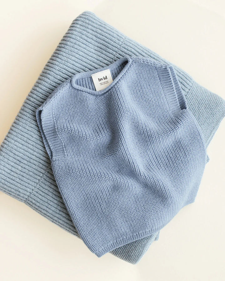 Hvid Harvey debardeur in Light Blue, merinowollen babyvestje