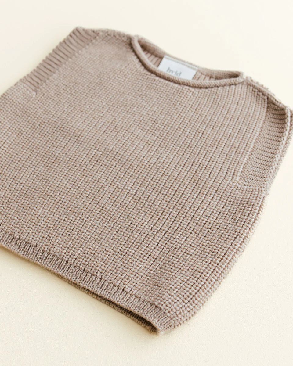 Hvid Harvey debardeur in Sand, merinowollen babyvestje