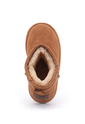 Warmbat Winter Laarzen Kids Wallaby Suede Cognac, halfhoog model met merinowollen binnenzool en water-repellent coating