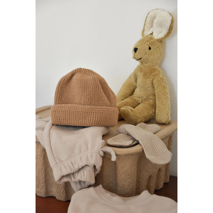 Senger knuffel konijn small in beige van biologisch katoen en wol