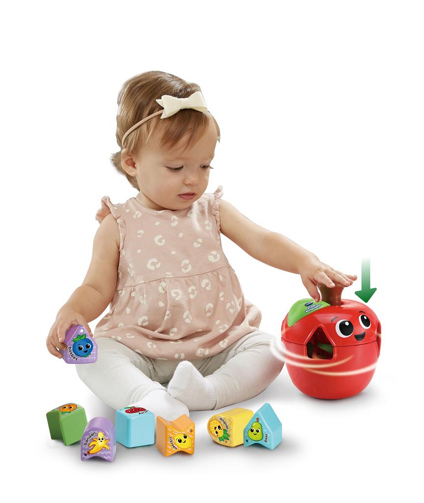 Rode Vtech vormenappel met fruitvormige sorteervormen
