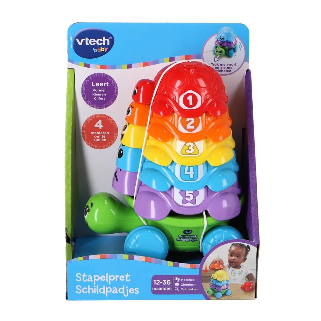 Kleurrijk Vtech stapel- en trek schildpad speelgoed voor peuters