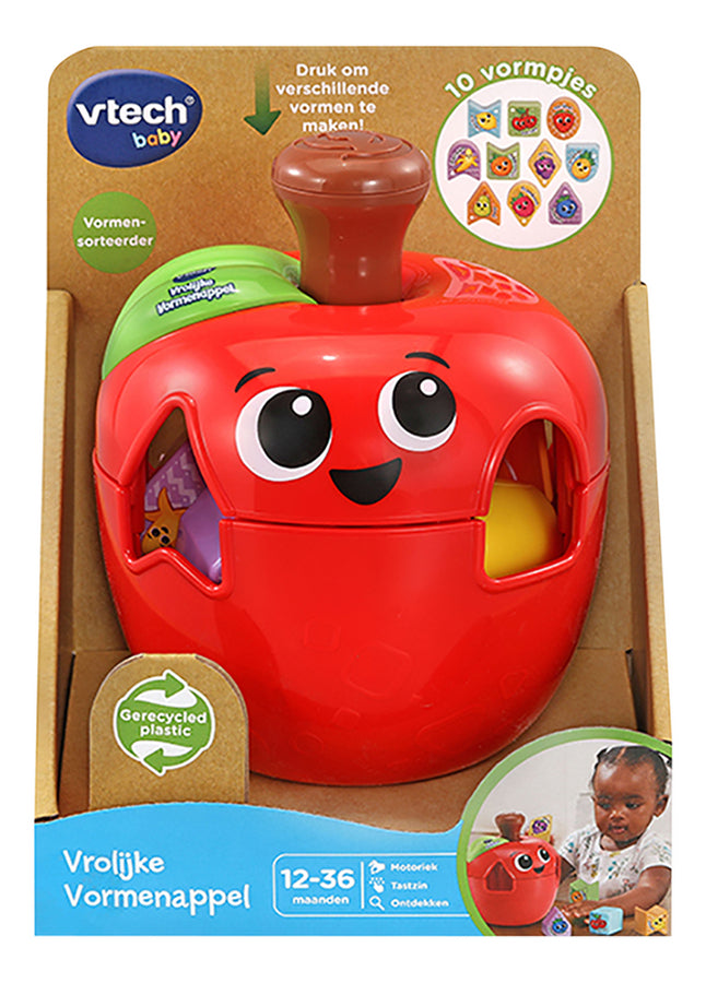 Rode Vtech vormenappel met fruitvormige sorteervormen