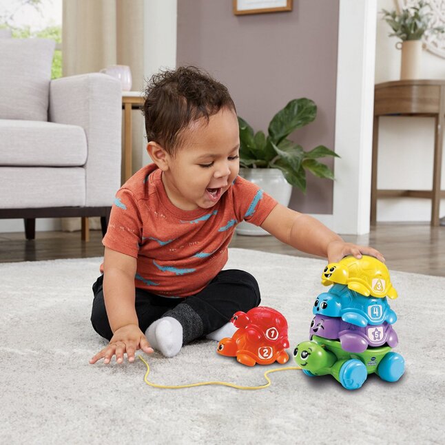 Kleurrijk Vtech stapel- en trek schildpad speelgoed voor peuters