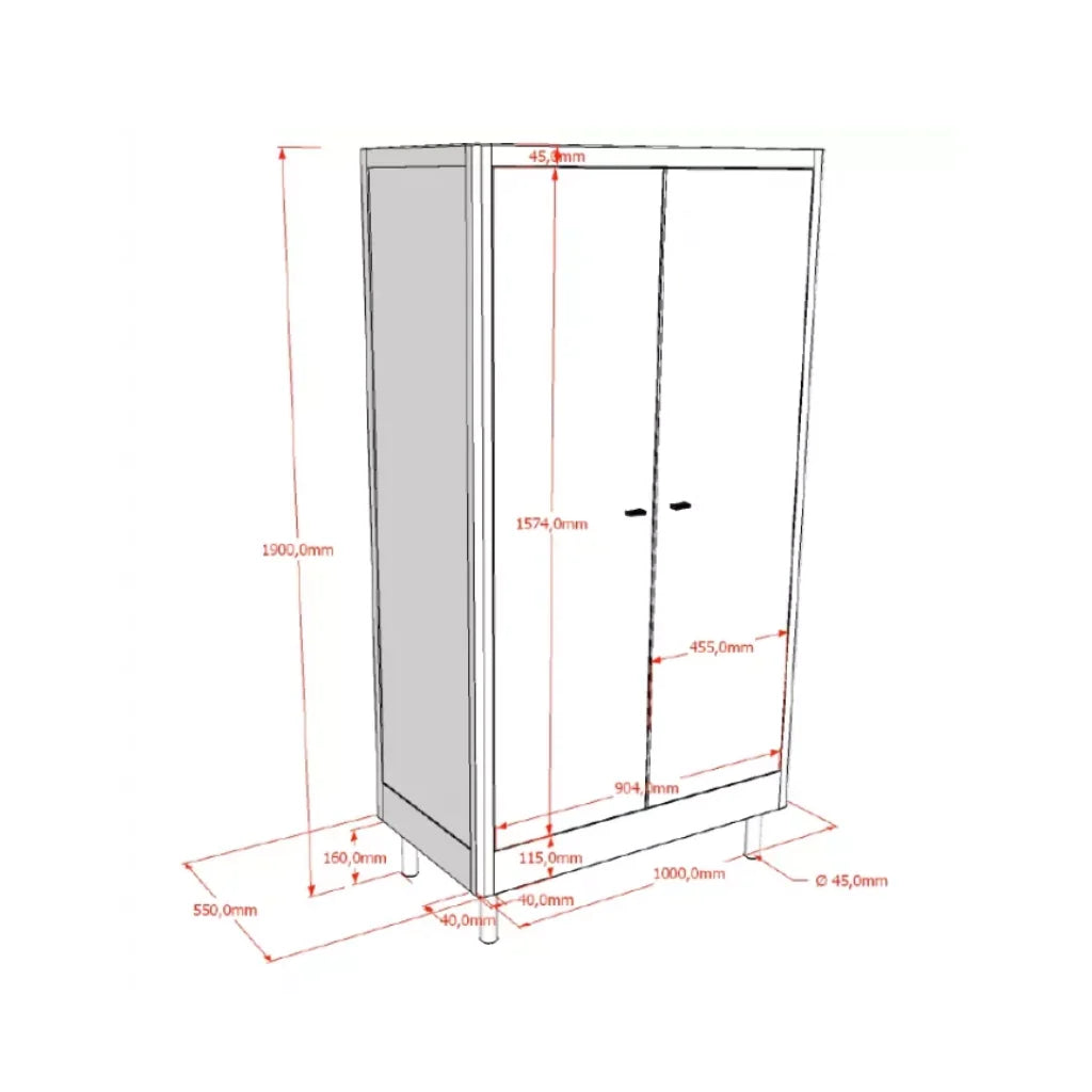 Jaxx - Kast Forrest Oak 2-deurs | Eik