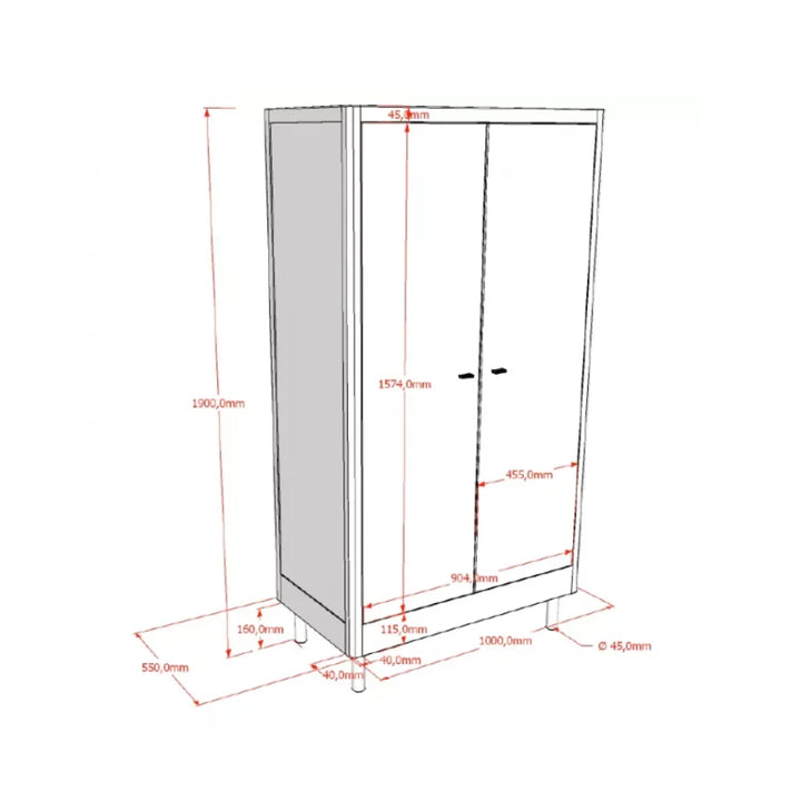 Jaxx - Kast Forrest Oak 2-deurs | Eik