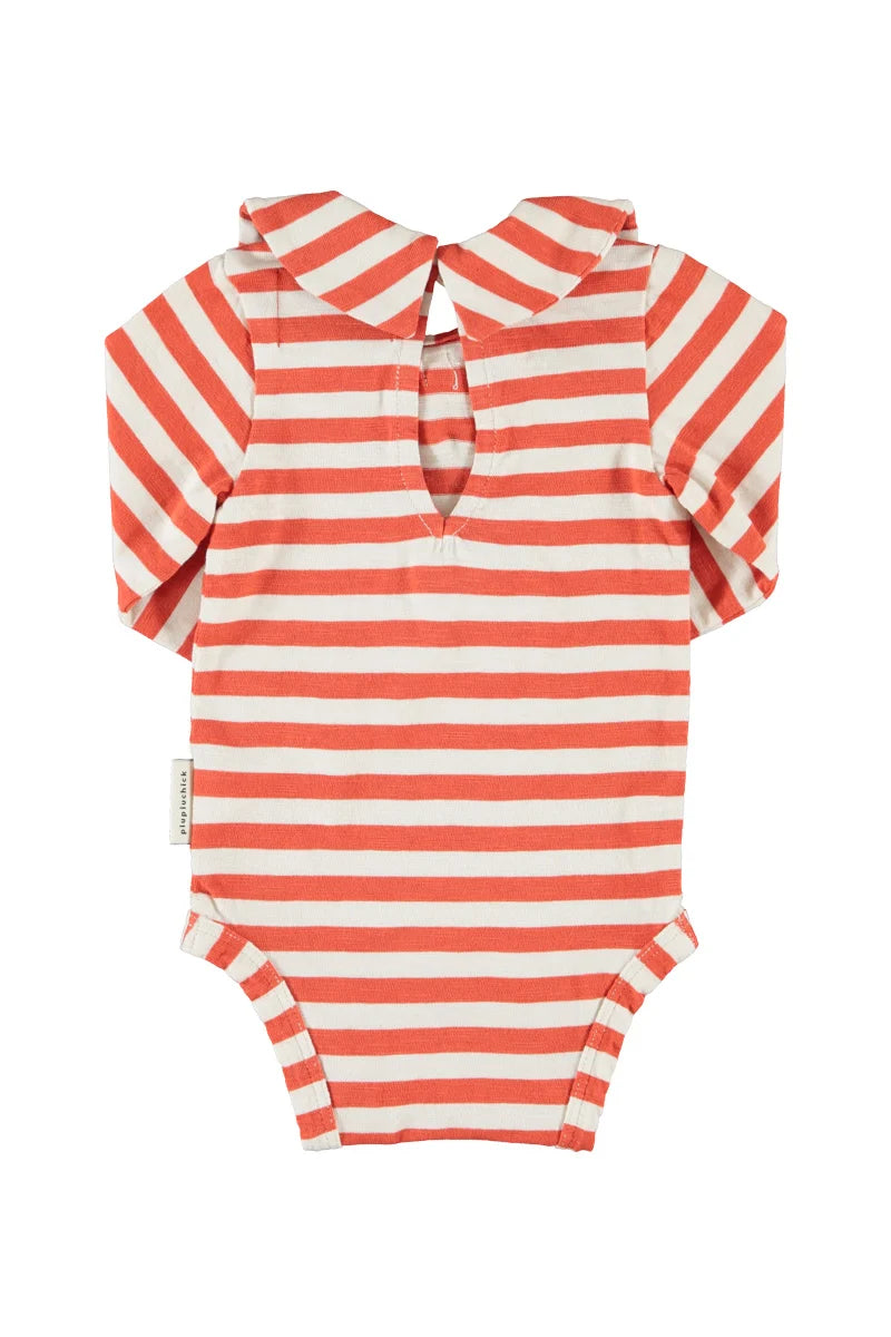 Piupiuchick - Body Sailor Collar Red & Ecru Stripes