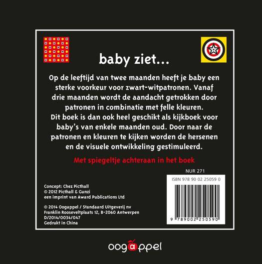 Zwart-wit kijkboek Baby Ziet met spiegeltje voor visuele stimulatie