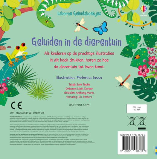 Interactief geluidenboek Geluiden In De Dierentuin met dierengeluiden en voelplezier