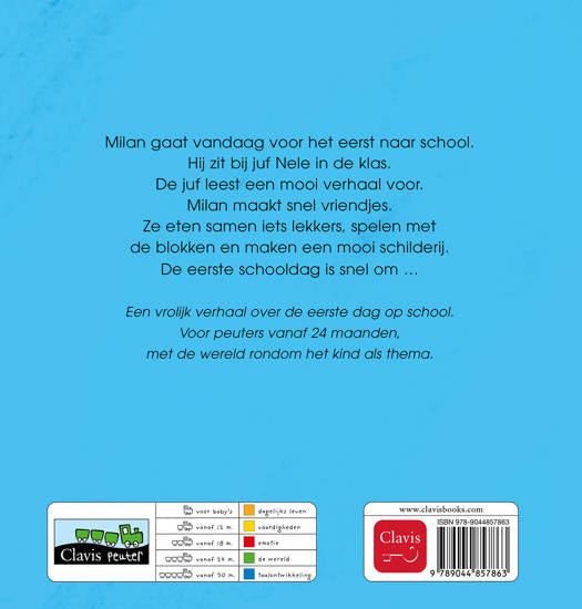 Peuterboek Eerste Schooldag van Milan met kleurrijke illustraties