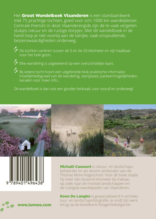 Cover van Groot Wandelboek Vlaanderen door Lannoo met afbeelding van wandelpad en natuur