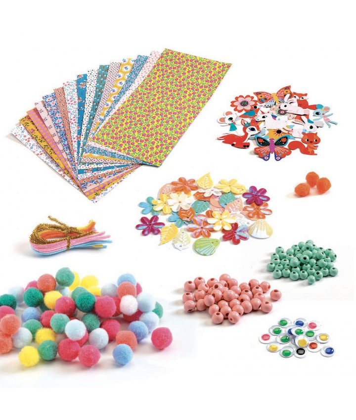 Djeco - Knutselset Kralen en Pompons | Creatieve Set voor Kinderen