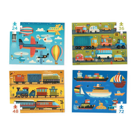 Crocodile Creek - Set Puzzels Voertuigen (4 stuks)