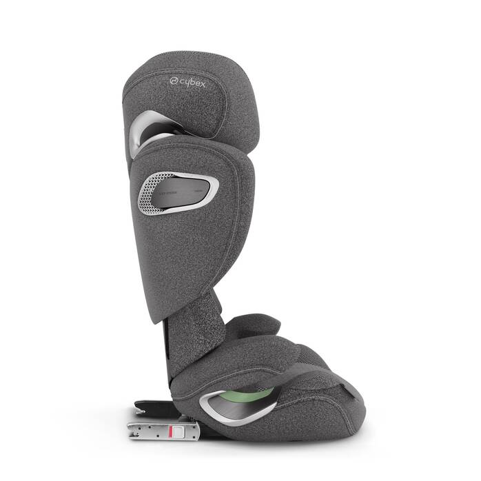 Cybex Solution T i-Fix Plus autostoel in Mirage Grey met verstelbare hoofdsteun en zijdelingse impactbescherming.