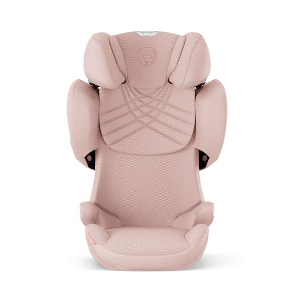 Cybex Solution T i-Fix Plus autostoel in Peach Pink met verstelbare hoofdsteun en zijdelingse impactbescherming.