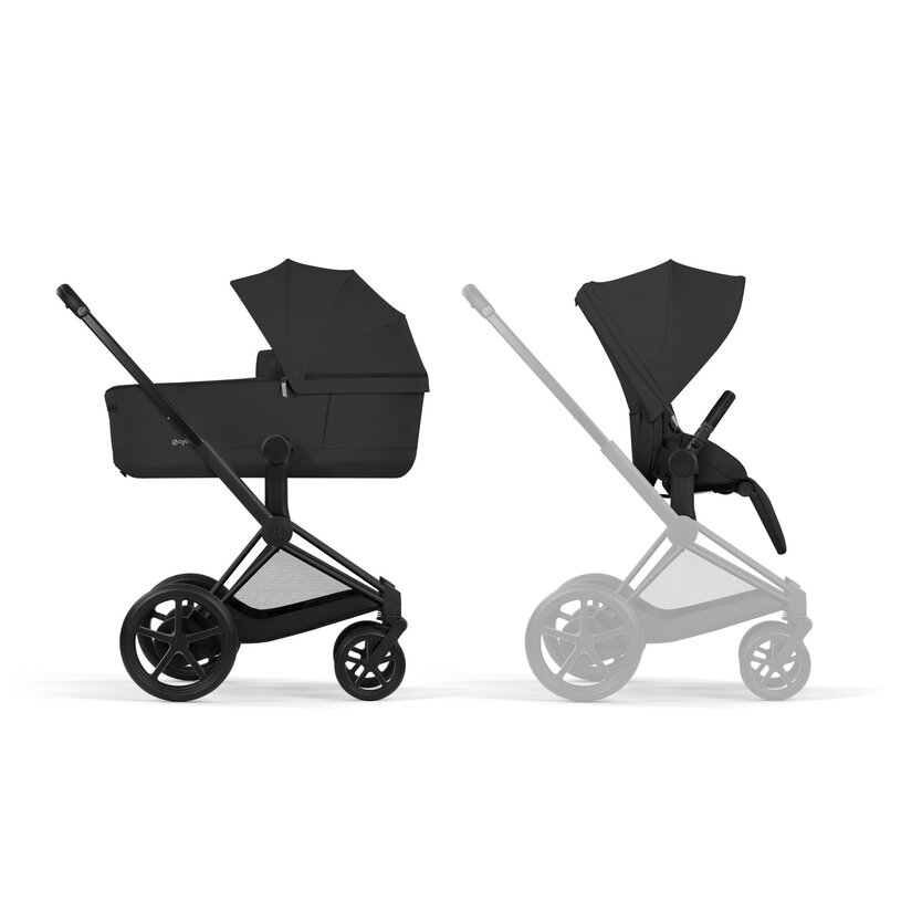 Cybex - Kinderwagen e-Priam Comfort Matt Black Frame | Sepia Black