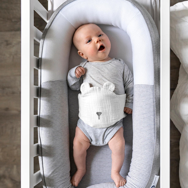 Doomoo Easy Dream Warmteriem Bear White voor baby's, biologisch katoen, met koolzaad en lavendel.