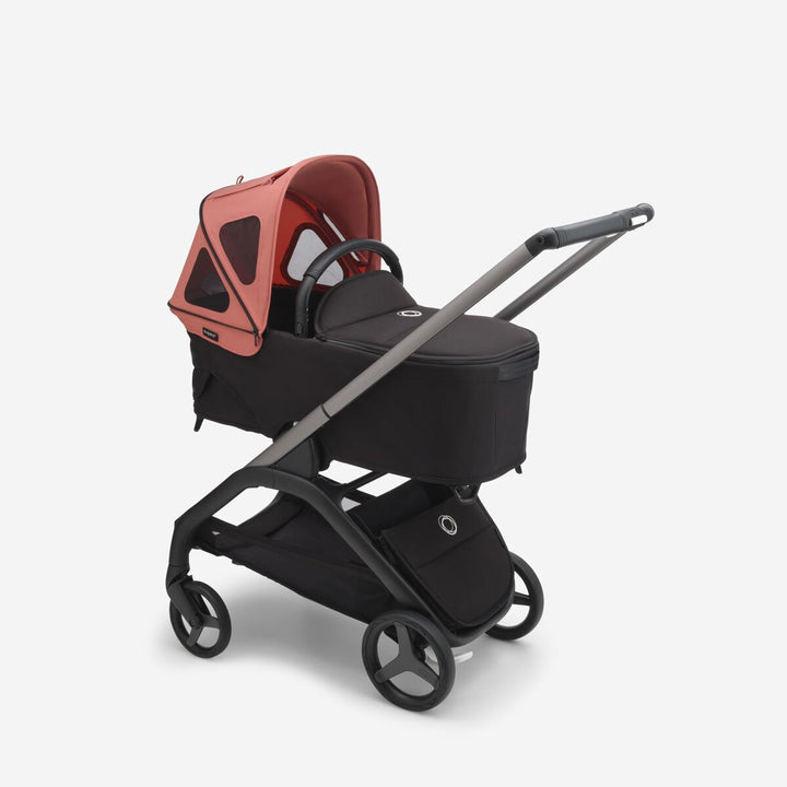 Bugaboo Dragonfly Breezy Zonnekap in Sunrise Red met UPF 50+ bescherming en breezy venster.