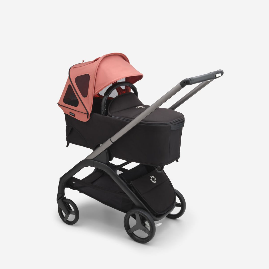 Bugaboo Dragonfly Breezy Zonnekap in Sunrise Red met UPF 50+ bescherming en breezy venster.