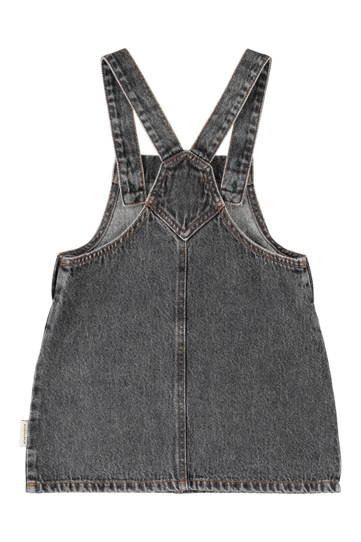 Piupiuchick - Jurk Washed Black Denim Apple Print