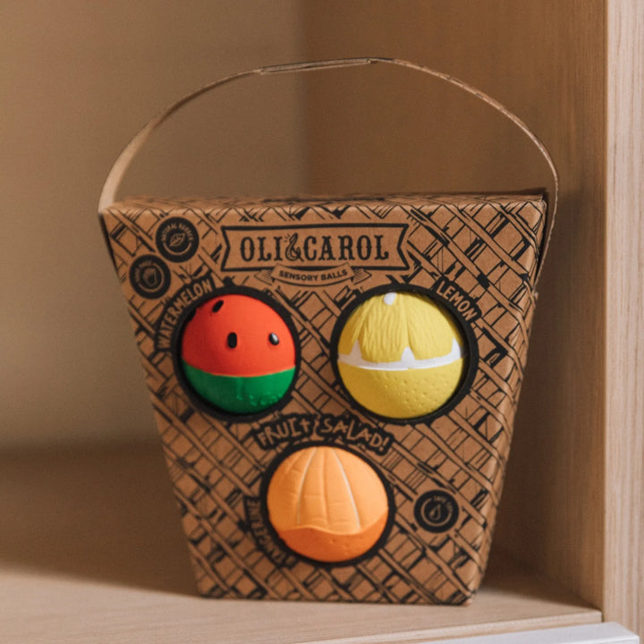 Oli & Carol - Activiteitenspeeltje Sensorische Ballen Fruit Salad | Natuurlijk Rubber