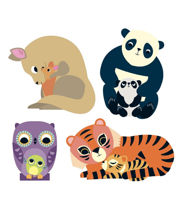 Djeco Stickers Mama en Baby – Set van 120 grote dierenstickers voor kinderen vanaf 18 maanden