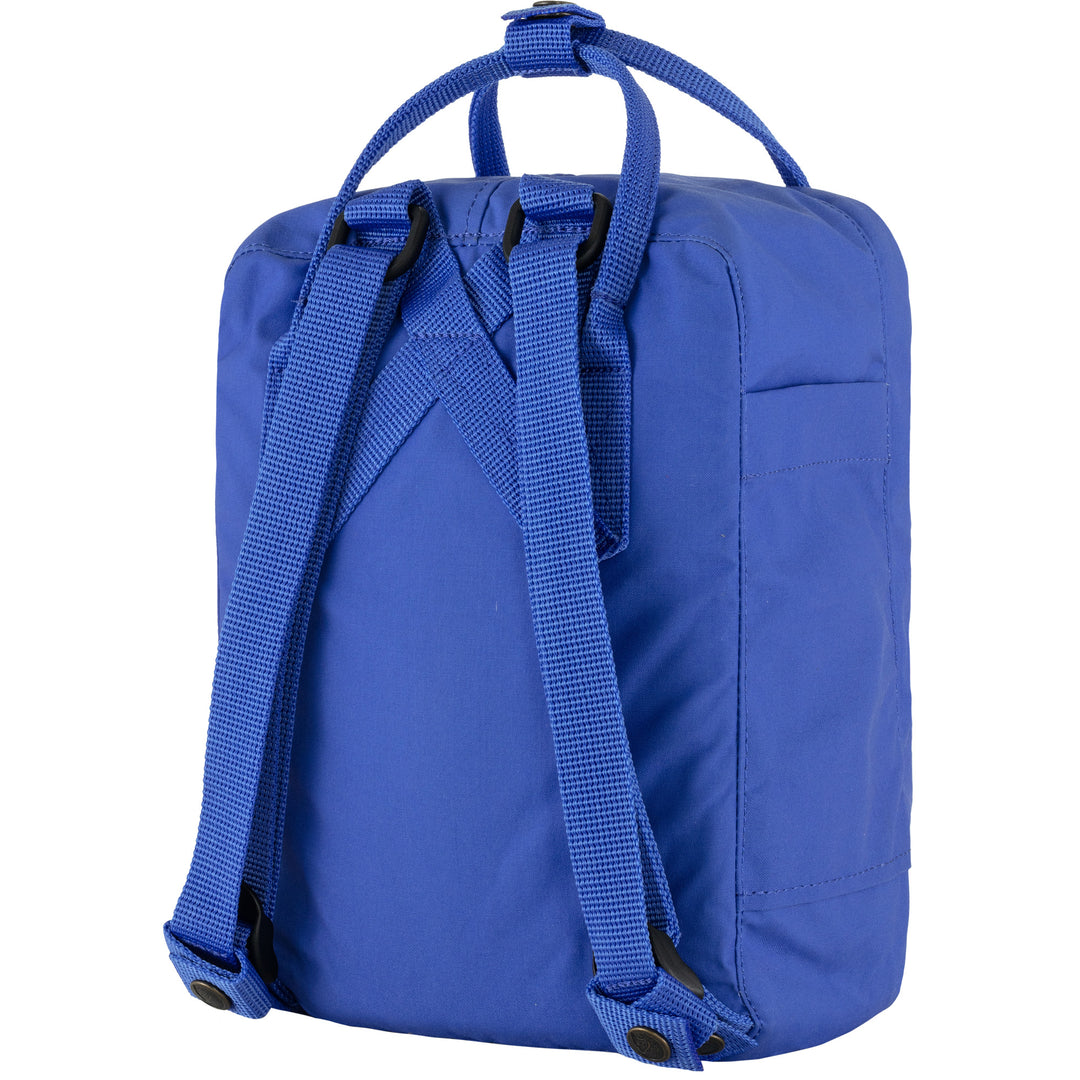 Kånken Mini rugzak in Cobalt Blue met reflecterend logo, zijvakken en handgreep