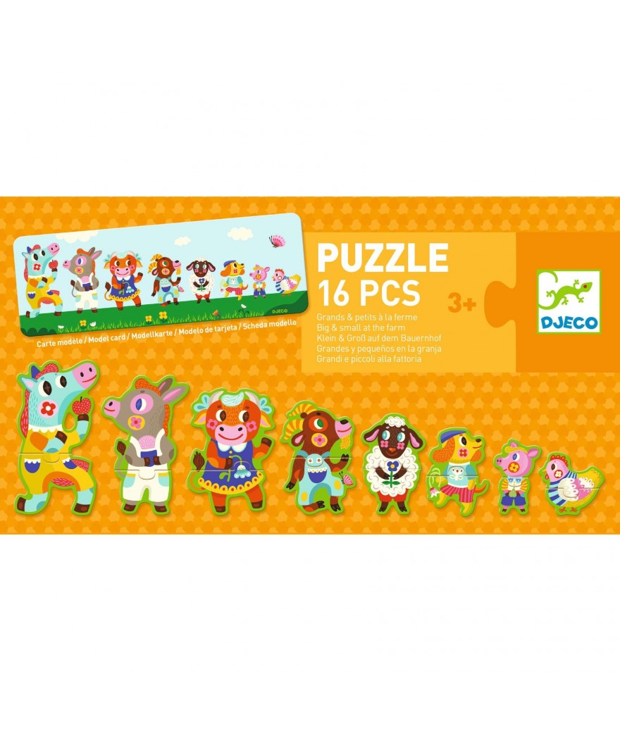 Djeco Puzzel Duo Groot En Klein Op De Boerderij - Educatieve Puzzelset voor Kinderen