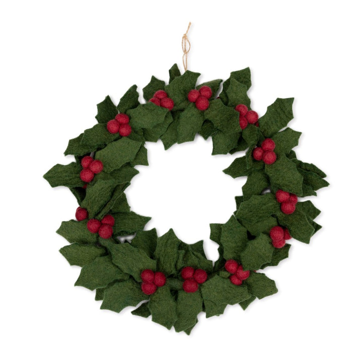 Sjaal Met Verhaal - Krans Kerst Holly Berry XL | Handgemaakt