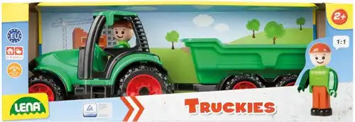 Lena - Speelgoedauto Truckies Tractor met Aanhanger + Speelfiguur