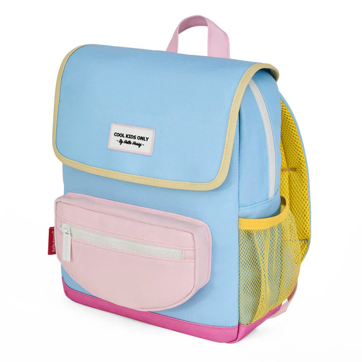 Hello Hossy Mini rugzak Sky Blue met kleurrijke details en verstelbare banden