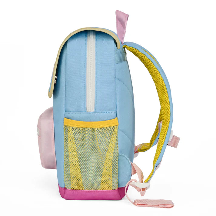 Hello Hossy Mini rugzak Sky Blue met kleurrijke details en verstelbare banden