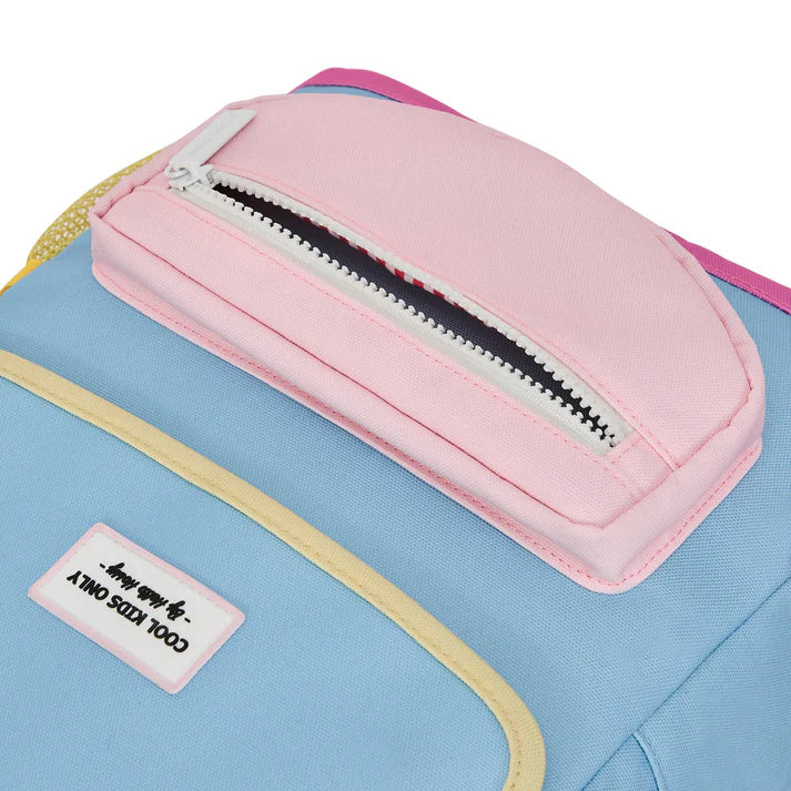 Hello Hossy Mini rugzak Sky Blue met kleurrijke details en verstelbare banden