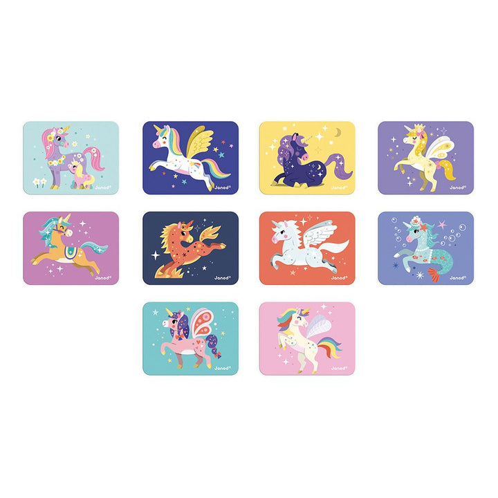 Janod Magneetboek Magneti'Book Unicorns - Eenhoorn Thema, Magnetisch Spel voor Kinderen
