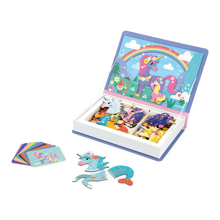 Janod Magneetboek Magneti'Book Unicorns - Eenhoorn Thema, Magnetisch Spel voor Kinderen