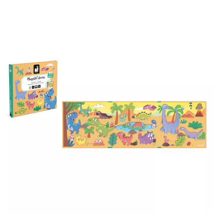 Janod Magneetboek Magneti'Book Dinosaurs - Dino Thema, Magnetisch Spel voor Kinderen