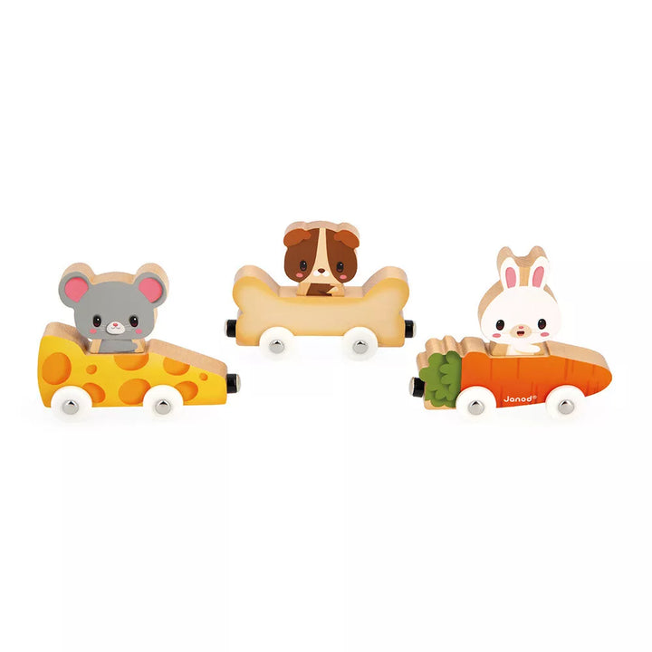 Janod Speeltje Magnetische Dieren Farm - 3pack, Educatief Houten Speelgoed voor Kinderen