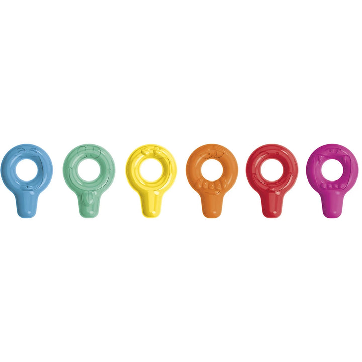 Set van 6 ergonomische Janod waskrijtjes in heldere kleuren voor baby’s vanaf 12 maanden