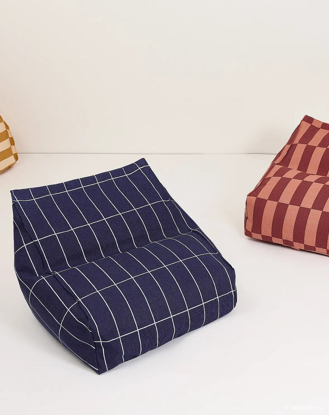 Nobodinoz - Zitzak Vibes Raster Vintage | Marineblauw