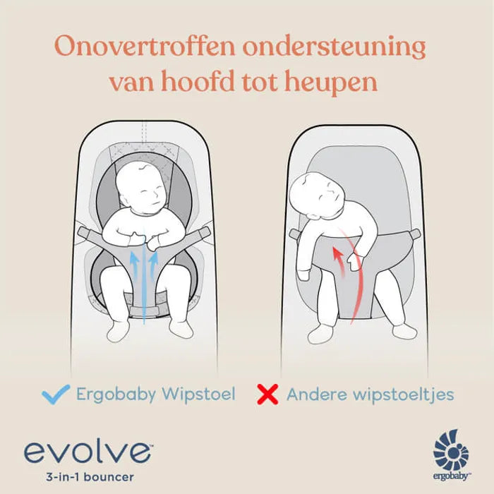Ergobaby Relax Evolve wipstoeltje in Cream met ergonomische ondersteuning