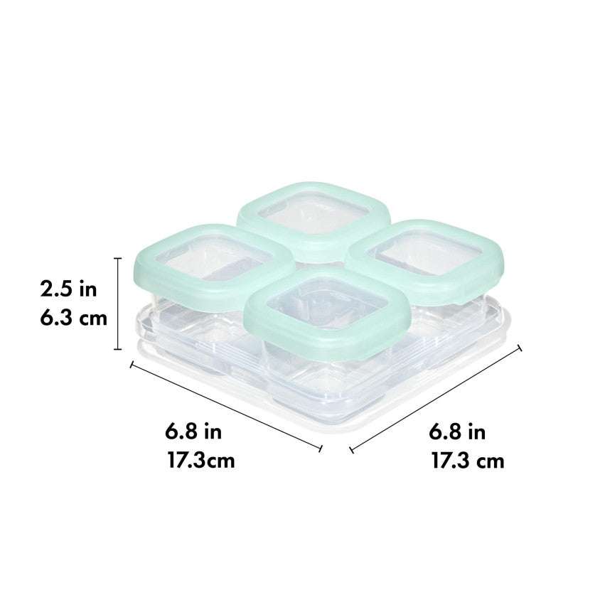 Vier OXO Tot diepvriesbakjes van 120 ml met afsluitdeksels in Opal-kleur