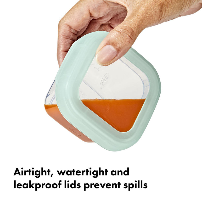 Vier OXO Tot diepvriesbakjes van 120 ml met afsluitdeksels in Opal-kleur