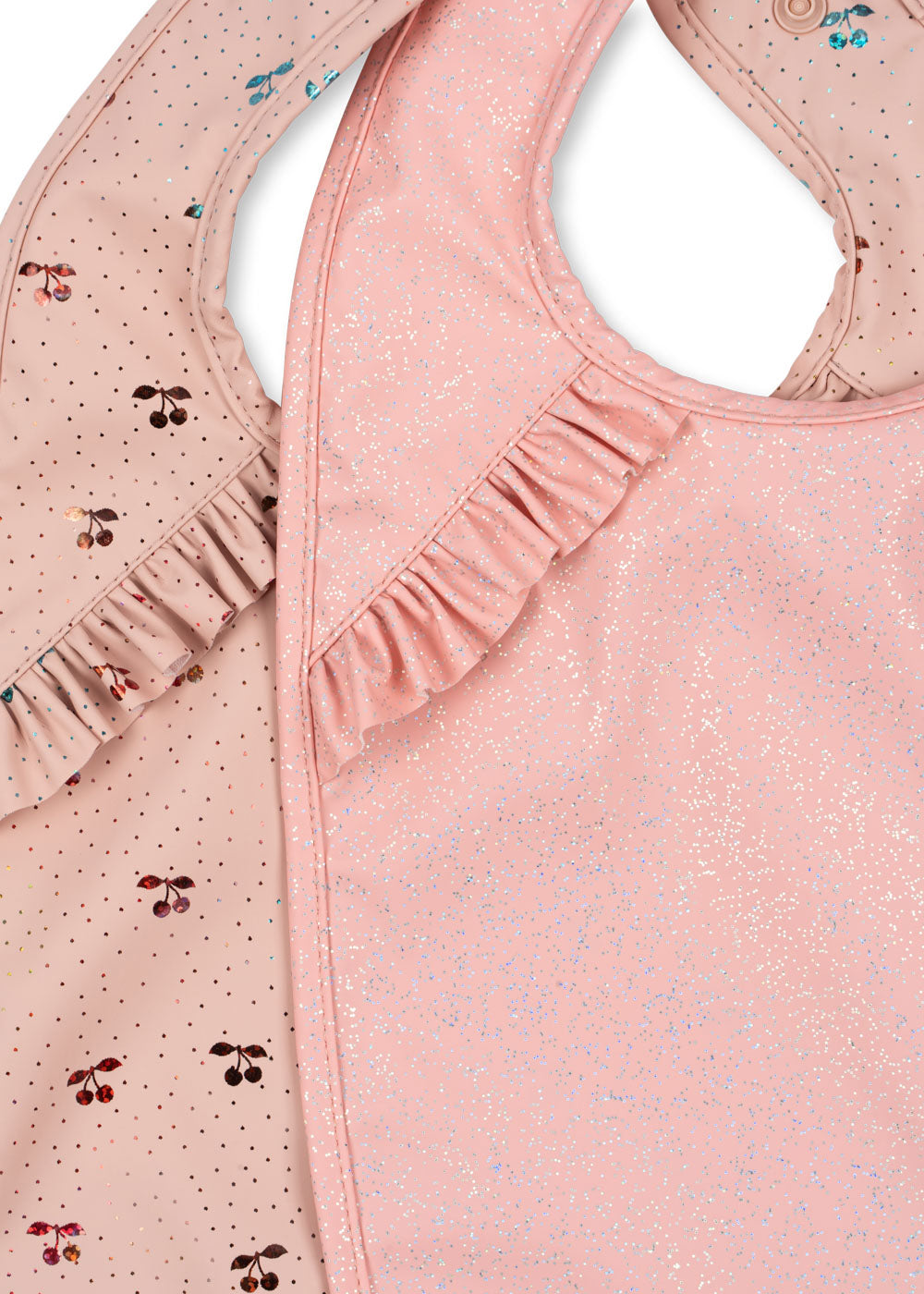 Set van 2 Konges Slojd slabbetjes met kersenprint en frills