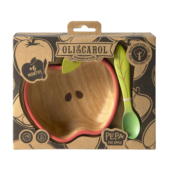Oli & Carol - Eetset Bord + Lepel Wally Pepa The Apple | Rood